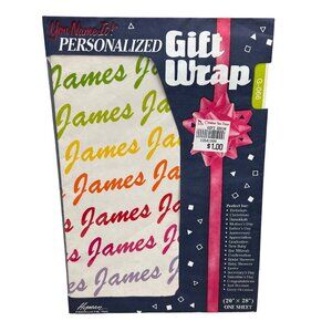 Vintage Personalized Gift Wrap Sheet James Wrapping Paper Junk Journal Scrapbook